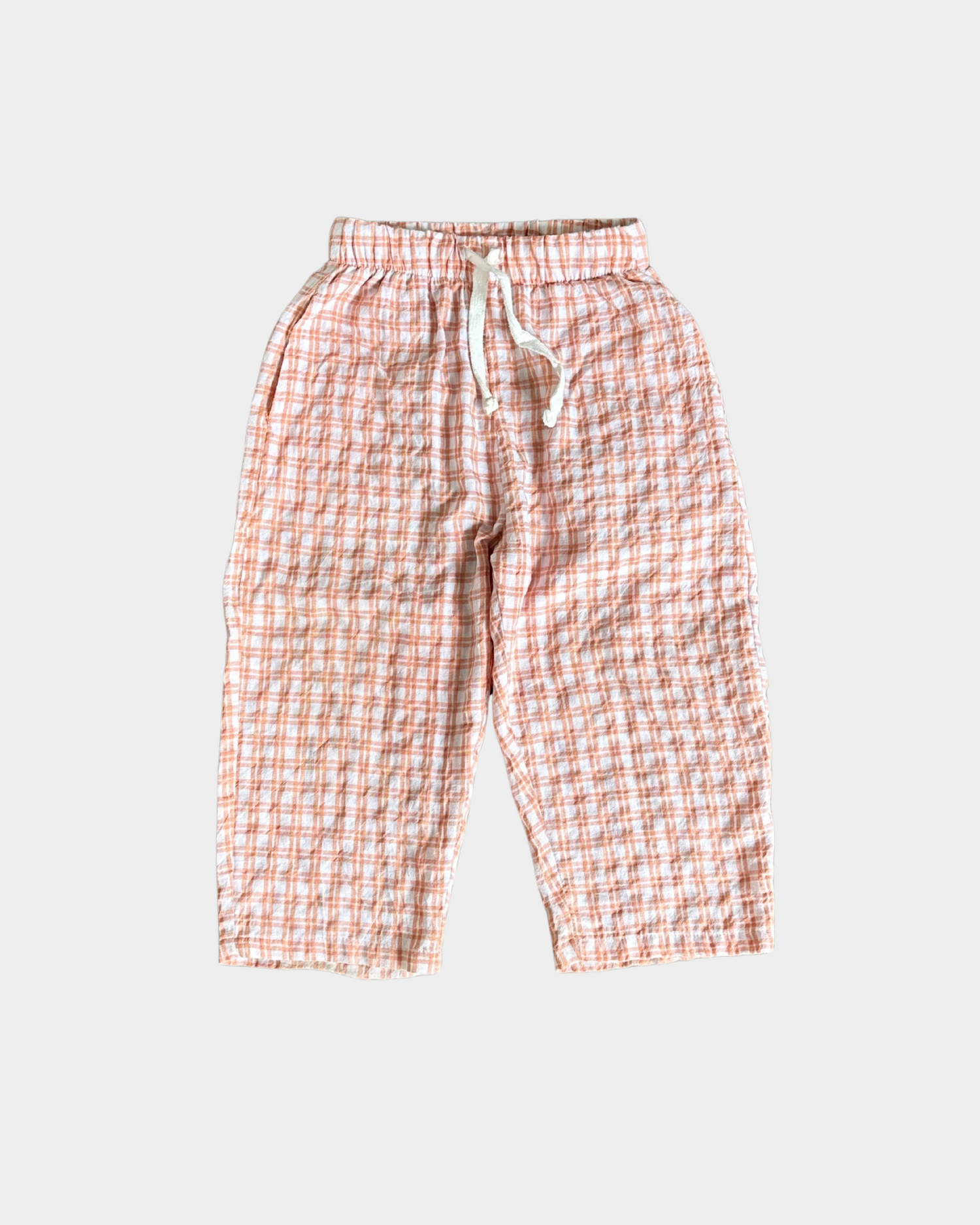 toddler Plaid pants on a light gray background