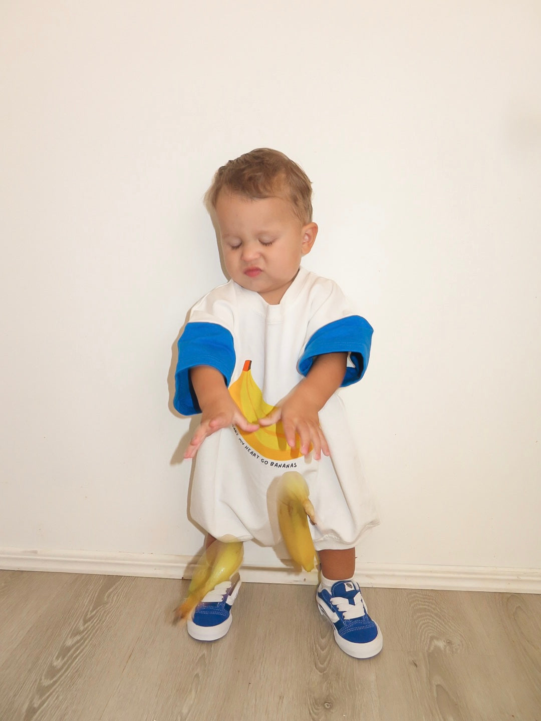 Bright and fun banana print toddler clothes — soft 100% cotton, comfy and playful. Perfect Aussie kidswear for everyday fun and summer adventures.