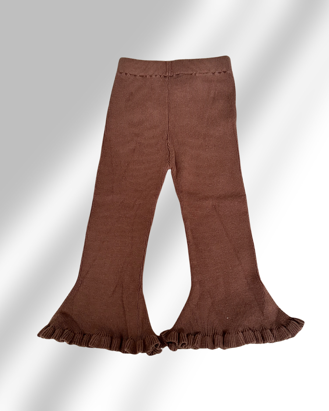 Ruffle Knit Flare Leggings - BROWN - Image 1
